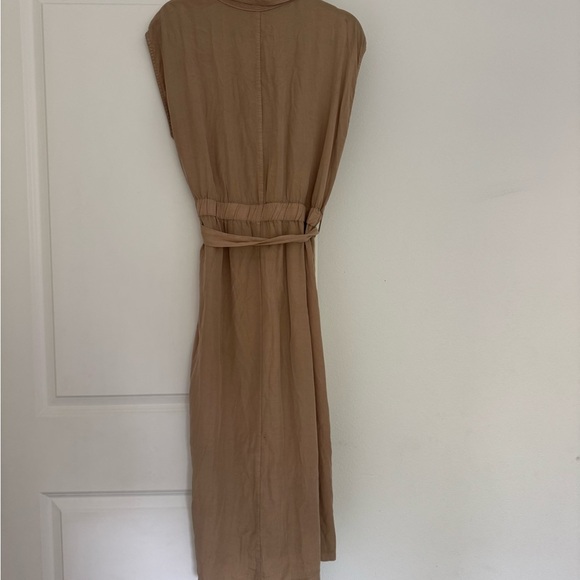 Thread & Supply women’s tan brown poplin belted midi dress size large 12 14 - Picture 5 of 6